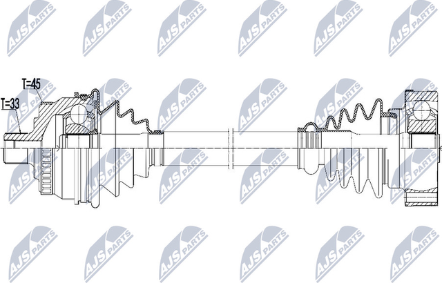 Полуось (привод в сборе, приводной вал) NTY задняя правая/левая для Volkswagen Passat B5 1997-2005. Артикул NPW-VW-091
