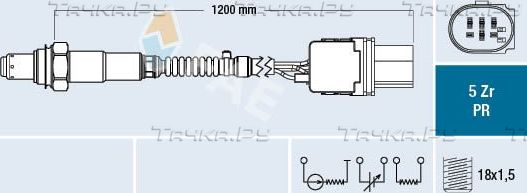 Лямбда-зонд (кислородный датчик) FAE для Skoda Superb I 2005-2008. Артикул 75050