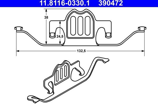 Пружина тормозного суппорта ATE задний для BMW 5 V (E60/E61) 2003-2010. Артикул 11.8116-0330.1