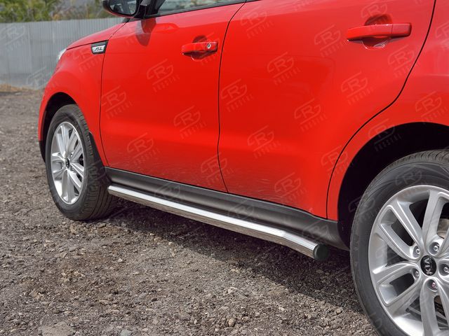 Защита порогов РусCталь труба d63 (вариант 2) для Kia Soul II 2016-2019. Артикул KSOT-0027532