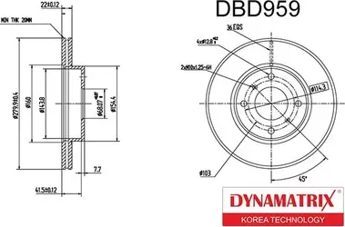 Диск тормозной (Dynamatrix-Korea) Dynamatrix-Korea. Артикул DBD959