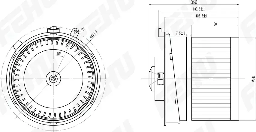 Электровентилятор отопителя для Nissan Qashqai (06-)/X-Trail [T31] (07-) (Fehu). Артикул ffh1107