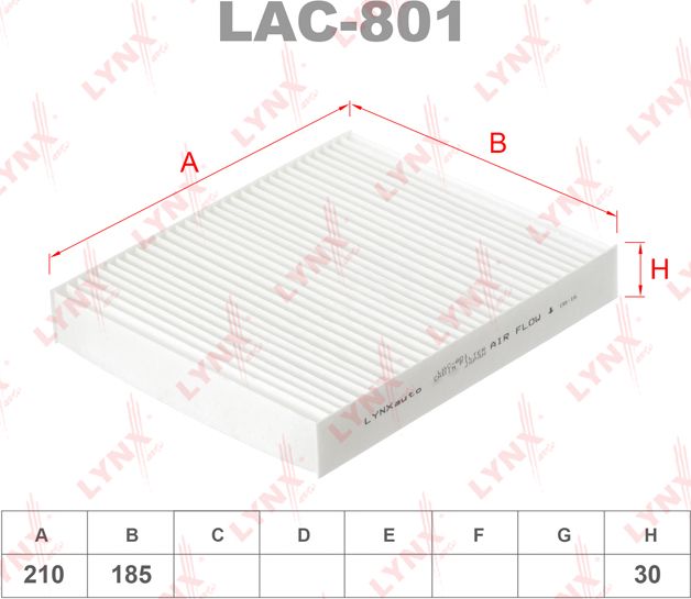 Салонный фильтр LYNXauto. Артикул LAC-801