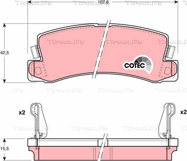 Тормозные колодки TRW COTEC задние для Toyota Celica V (T180) 1989-1994. Артикул GDB1168