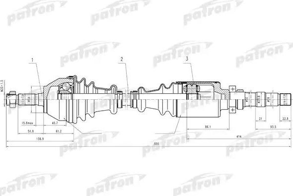 Полуось (привод в сборе, приводной вал) Patron правая для Citroen ZX 1991-1997. Артикул PDS0011