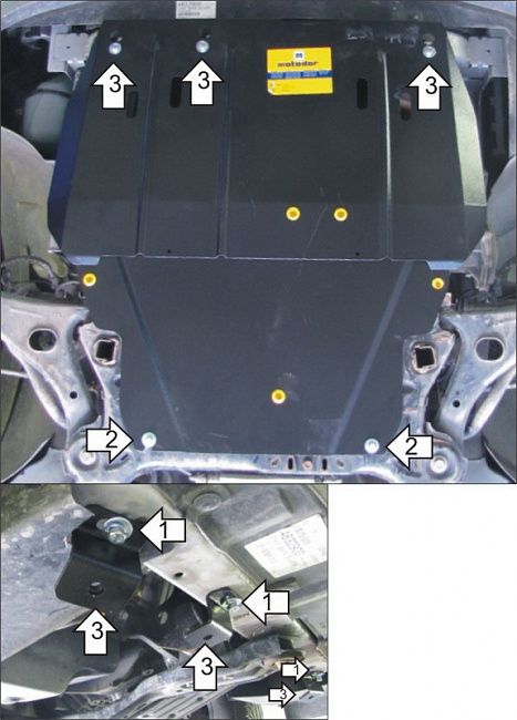 Защита Мотодор для картера, КПП Dodge Grand Caravan V 2007-2020. Артикул 00310