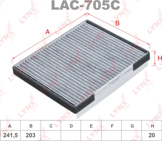 Салонный фильтр LYNXauto для Kia Proceed II 2013-2026. Артикул LAC-705C