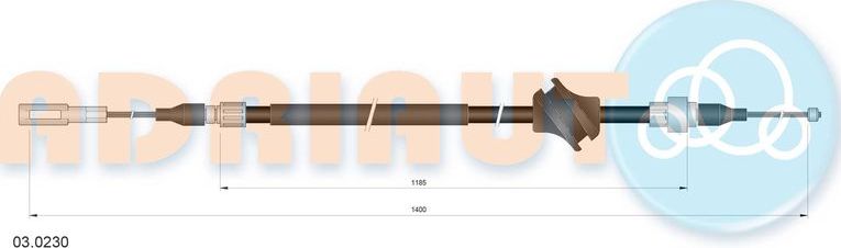 Трос ручника (тросик ручного тормоза) Adriauto. Артикул 03.0230