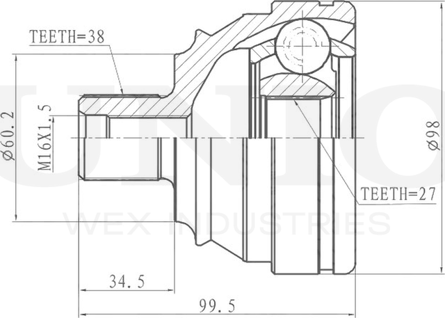 ШРУС наружный (Unio). Артикул CVJ-20014