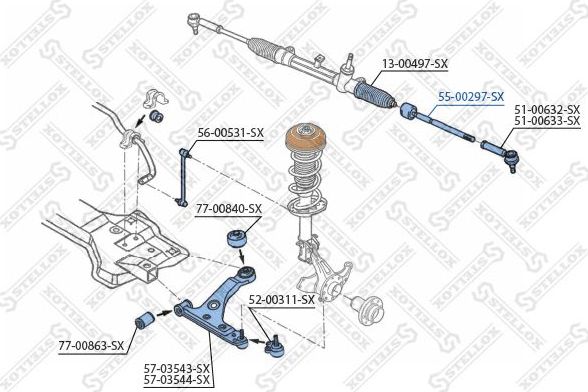 Рулевая тяга Stellox правая/левая для Opel Corsa D 2006-2014. Артикул 55-00297-SX