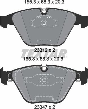 Тормозные колодки Textar передние для BMW 3 V (E90/E91/E92/E93) 2007-2013. Артикул 2331207