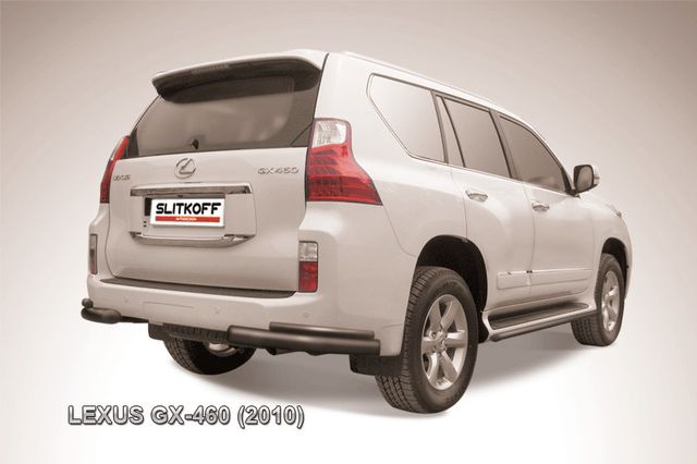 Защита Slitkoff задняя d76/42 уголки двойные ЧЕРНАЯ матовая для Lexus GX 460 2010-2013. Артикул LGX016B