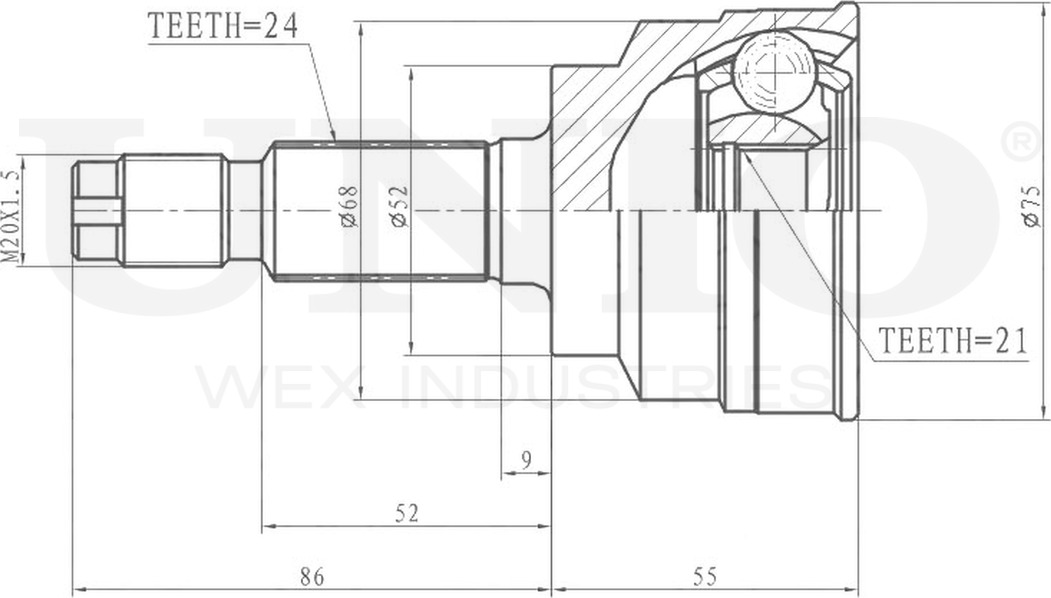 ШРУС наружный (Unio). Артикул CVJ-20194