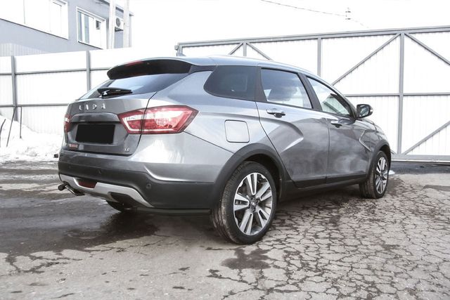 Защита Slitkoff заднего бампера уголки d42 для Lada Vesta SW Cross 2017-2026 Черные. Артикул LadVSWCR07B