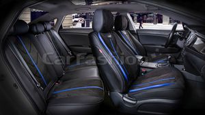 Комплект универсальных каркасных чехлов CarFashion 5D Start Plus на сидения авто, цвет Черный/Черный/Синий. Артикул 22136