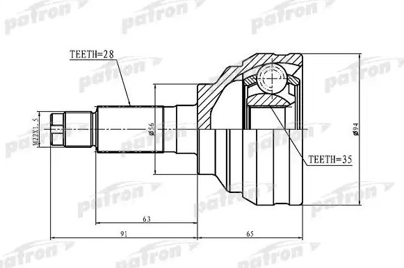 Шрус наружный (граната) Patron. Артикул PCV1369