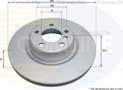 Тормозной диск Comline COATED для BMW 1 II (F20/F21) 2011-2019. Артикул ADC2837V