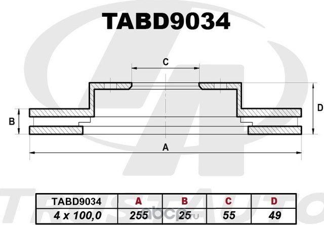 Тормозной диск () (Trustauto). Артикул TABD9034