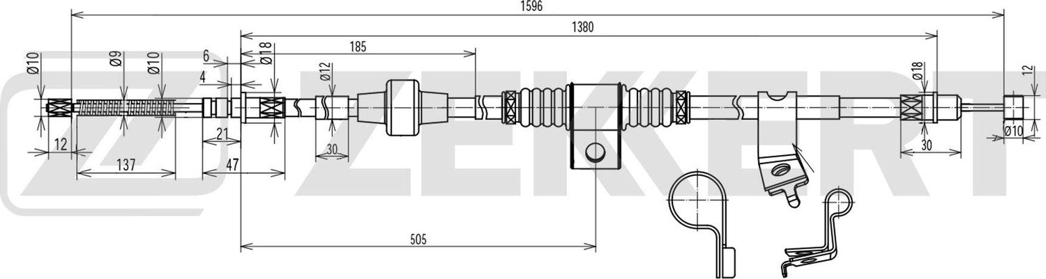 Трос ручника (тросик ручного тормоза) Zekkert. Артикул BZ-1204