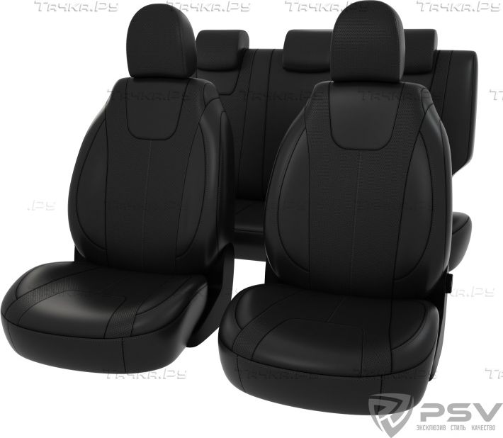 Чехлы PSV Оригинал на сидения для Lada Vesta седан 2015-2026, цвет Черный/отстрочка черная. Артикул 126330