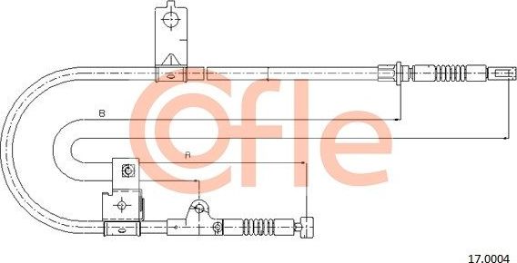 Трос ручника (тросик ручного тормоза) Cofle задний правый для Nissan Micra K11 1992-2003. Артикул 92.17.0004