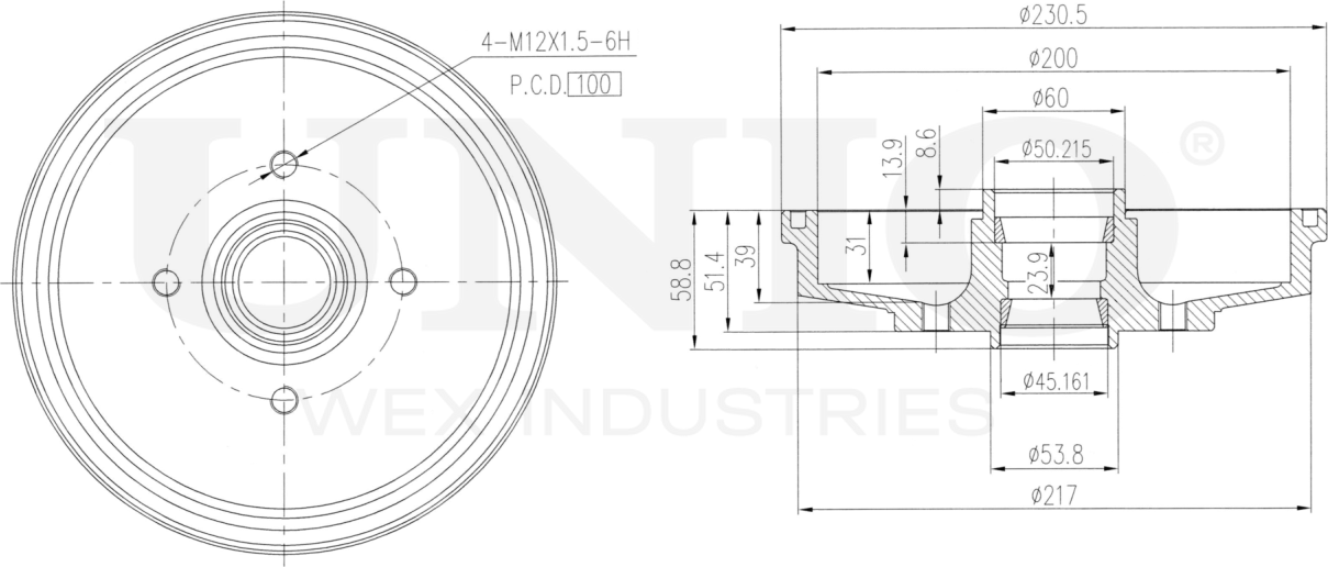 Барабан тормозной (Unio). Артикул BRD-10045