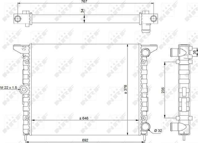 Радиатор охлаждения двигателя NRF для Ford Galaxy I 1995-2000. Артикул 519523