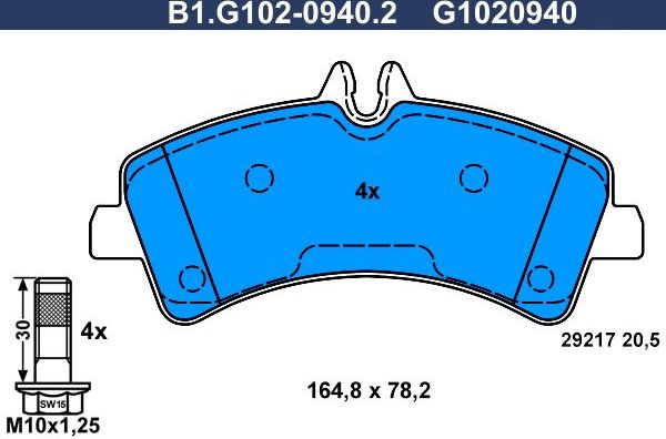 Тормозные колодки Galfer. Артикул B1.G102-0940.2