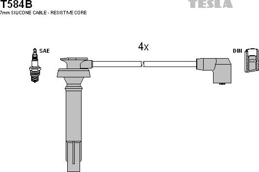 Высоковольтные провода (провода зажигания) (комплект) Tesla для Subaru Outback III 2003-2009. Артикул T584B