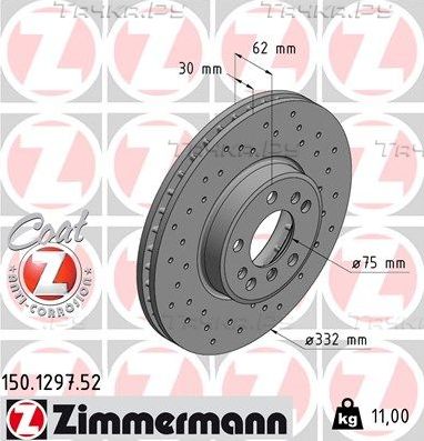 Тормозной диск Zimmermann SPORT Z. Артикул 150.1297.52