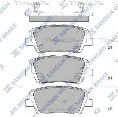 Тормозные колодки Sangsin Hi-Q задние для Hyundai Santa Fe IV 2018-2026. Артикул SP1706