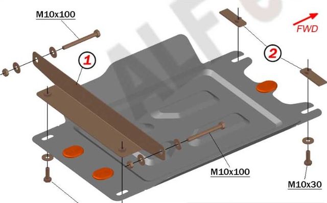 Защита алюминиевая Alfeco для КПП Toyota Land Cruiser Prado 150 2009-2026. Артикул ALF.24.42al