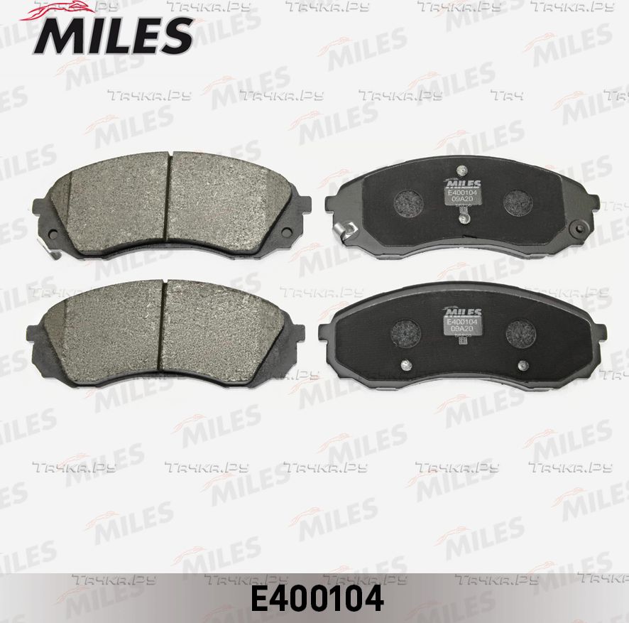 Тормозные колодки Miles (Low-Metallic) передние для Kia Carnival II 2006-2014. Артикул E400104