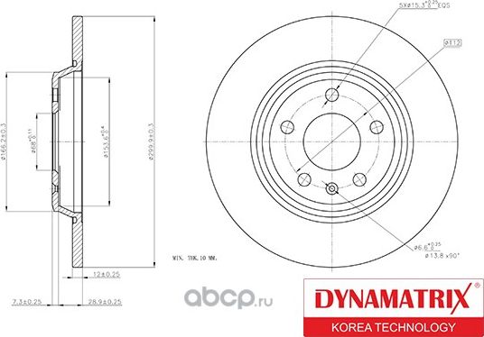 диск тормозной (Dynamatrix-Korea). Артикул DBD1666