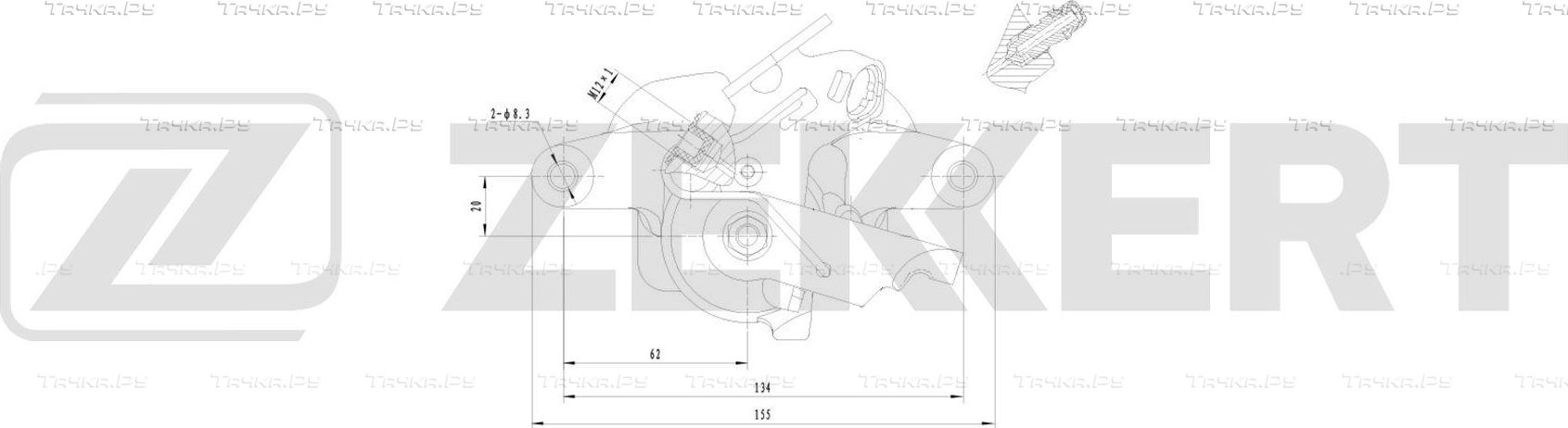 Тормозной суппорт Zekkert (алюминий) задний правый для Audi A3 II (8P) 2003-2013. Артикул BS-8311