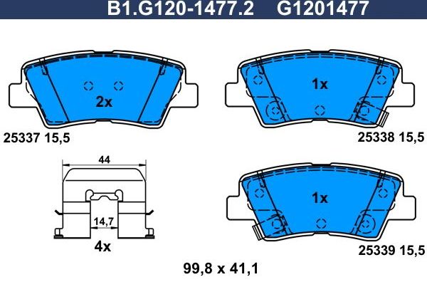 Тормозные колодки Galfer. Артикул B1.G120-1477.2