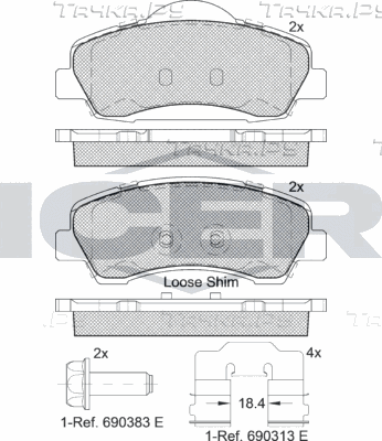 Тормозные колодки Icer передние для Peugeot 301 I 2012-2026. Артикул 182131