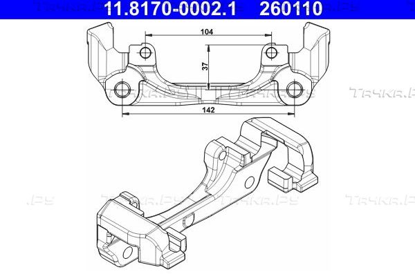 Скоба тормозного суппорта ATE передняя для Renault Duster I 2011-2020. Артикул 11.8170-0002.1