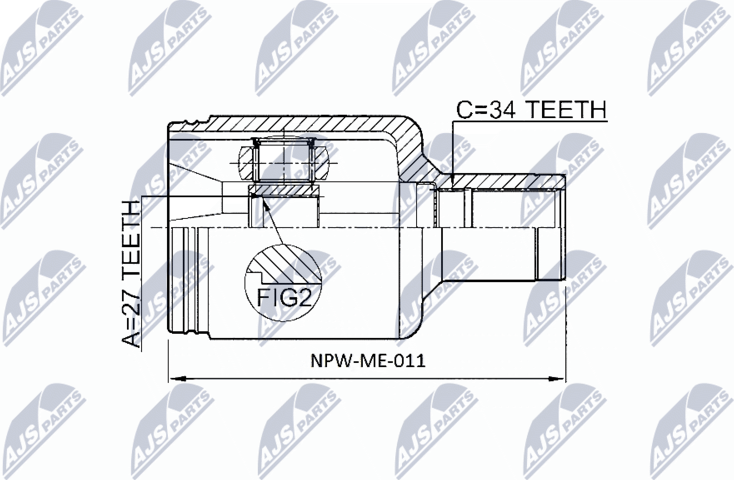 Шрус внутренний (граната) NTY. Артикул NPW-ME-011