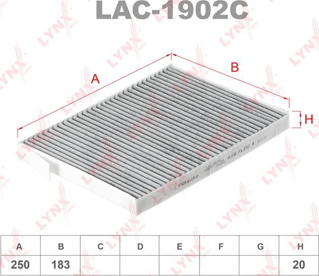 Салонный фильтр LYNXauto. Артикул LAC-1902C