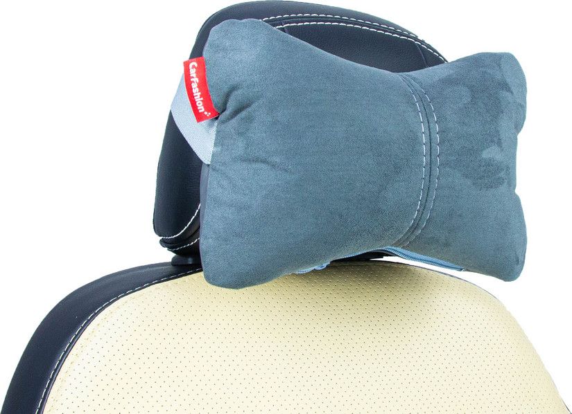 Подушка под шею CarFashion ортопедическая Экокожа/замша, цвет Серый/Серый/Серый. Артикул 41153
