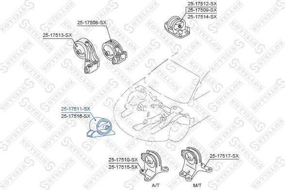Подушка (опора) двигателя Stellox. Артикул 25-17511-SX