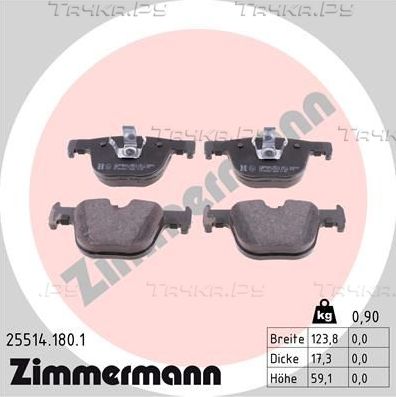 Тормозные колодки Zimmermann задние для BMW 3 VI (F3x) 2011-2026. Артикул 25514.180.1