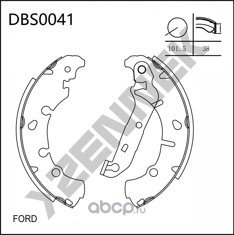Колодки тормозные барабанные FORD FIESTA 95-14, FUSION 02-12 (Zennek). Артикул DBS0041