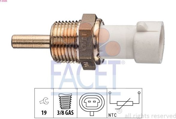Датчик температуры охлаждающей жидкости Facet Made in Italy - OE Equivalent для Chevrolet Captiva I 2006-2016. Артикул 7.3335