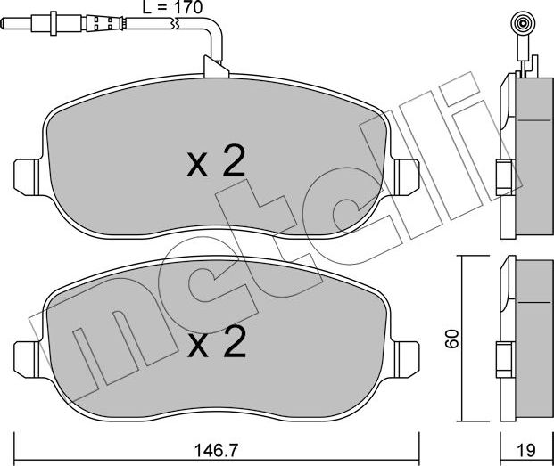 Тормозные колодки Metelli передние для Fiat Scudo I 1996-2006. Артикул 22-0530-0