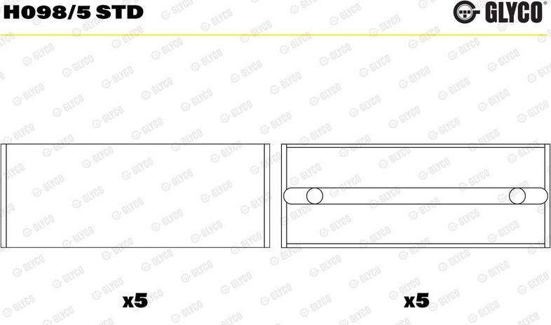 Вкладыши коренные Glyco для Renault Sport Spider 1998-1999. Артикул H098/5 STD