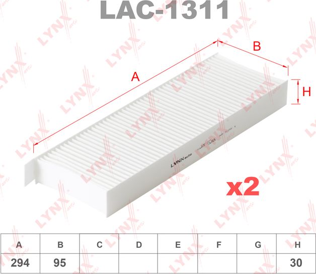 Салонный фильтр LYNXauto для Citroen C4 Picasso II 2013-2018. Артикул LAC-1311
