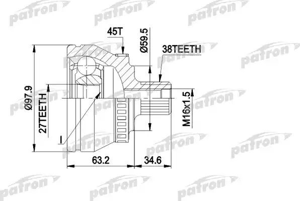 Шрус наружный (граната) Patron для Audi S8 I (D2) 1996-1999. Артикул PCV1267