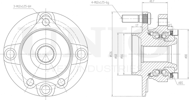Ступица колеса с интегрированным подшипником (Unio). Артикул HUB-20021
